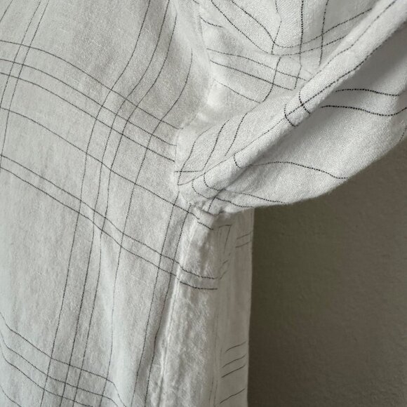 Vince Window Panel Popover Blouse Round Split Neck Linen Blend Lightweight Airy - Picture 6 of 16